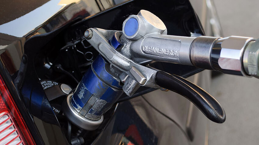 gas pump in car